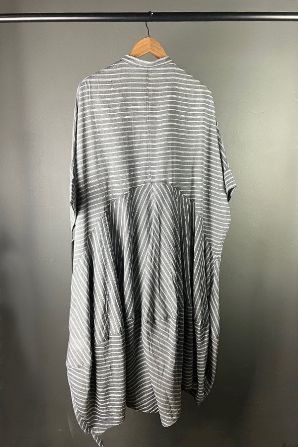 Moyuru Lightweight Striped Cotton Dress in Grey