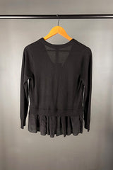 M.A. Dainty Black Merino Knit with Silk Detail Cardigan