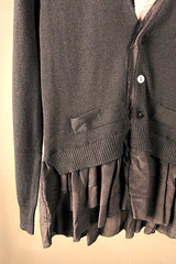 M.A. Dainty Black Merino Knit with Silk Detail Cardigan