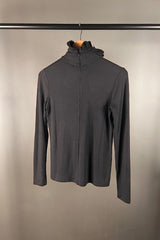 M.A. Dainty Black Skivvy with Silk Frill Detail