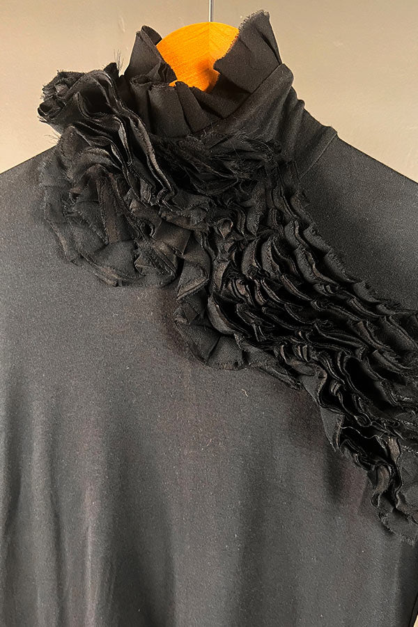 M.A. Dainty Black Skivvy with Silk Frill Detail – Aniseed