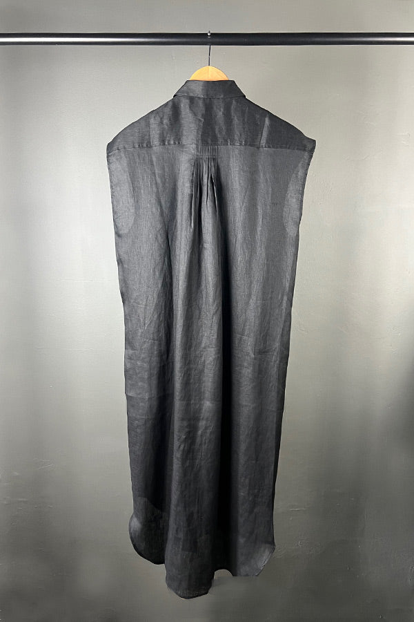 M.A. Dainty Bobby Pin Black Linen Dress