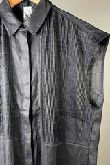 M.A. Dainty Bobby Pin Black Linen Dress