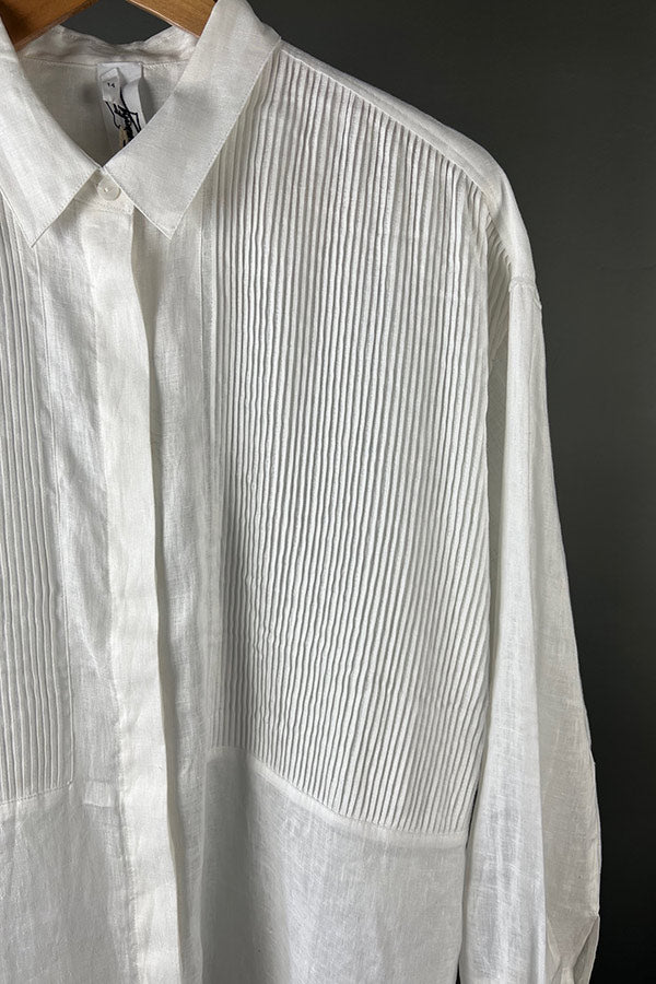 M.A. Dainty White Linen Bobby Shirt