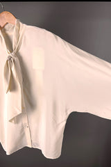 M.A. Danity Alley Whipped Cream Tie Silk Shirt