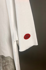 M.A. Dainty White T-Shirt with Little White Dog Print