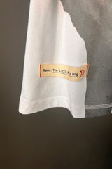 M.A. Dainty White T-Shirt with Little White Dog Print