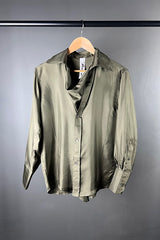 M.A. Dainty Arabesque Khaki Silk Shirt