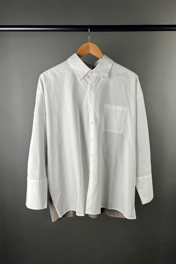 M.A. Dainty Dualism White Shirt with Biscuit Cashmere Back