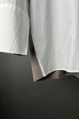 M.A. Dainty Dualism White Shirt with Biscuit Cashmere Back
