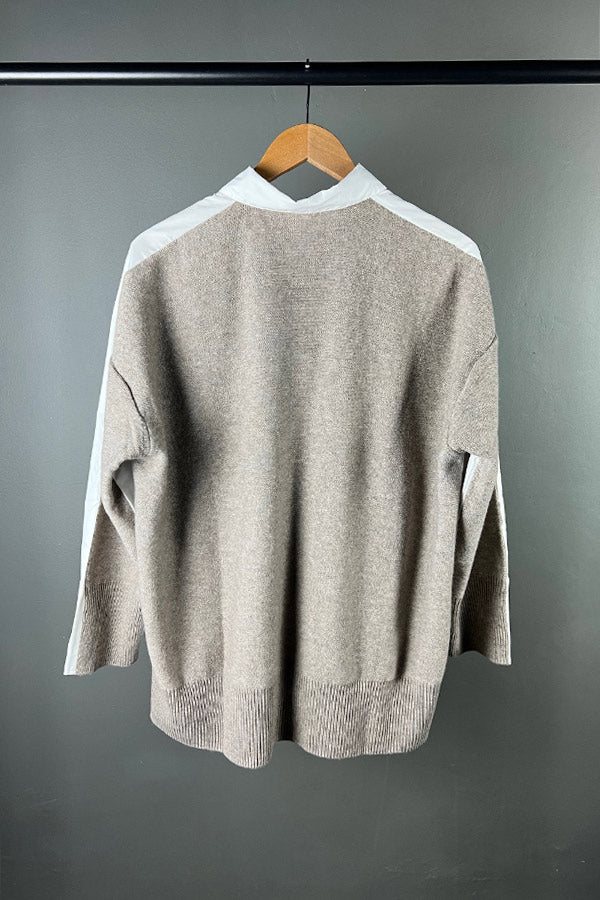 M.A. Dainty Dualism White Shirt with Biscuit Cashmere Back