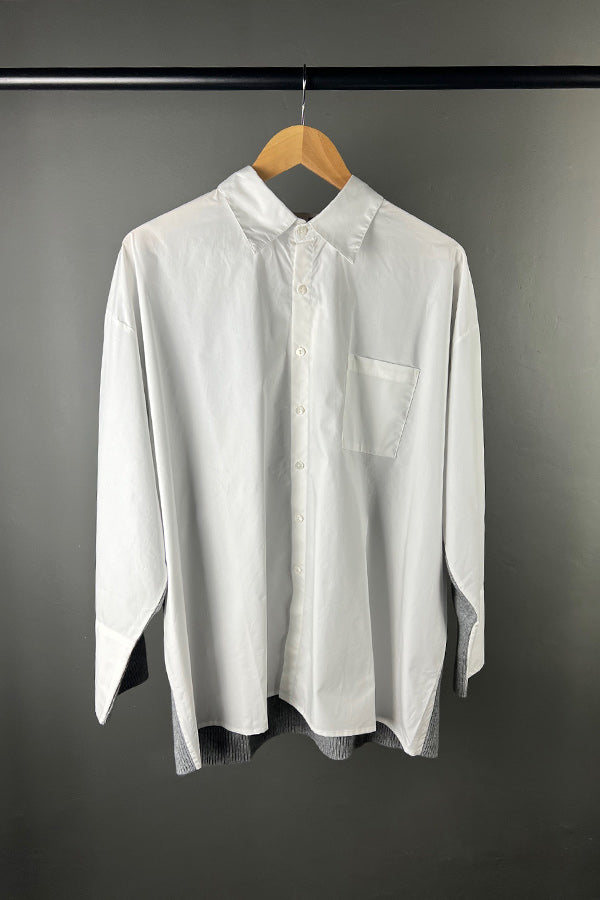 M.A. Dainty Dualism White Shirt with Silver Cashmere Back
