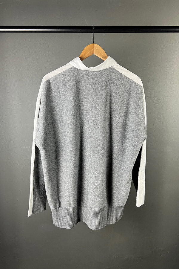 M.A. Dainty Dualism White Shirt with Silver Cashmere Back