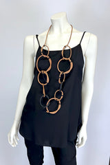 Marija Bajovska Necklace with Natural Leather & Black PVC Loops