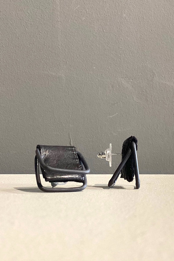 Marija Bajovska Eel Leather Square Earrings