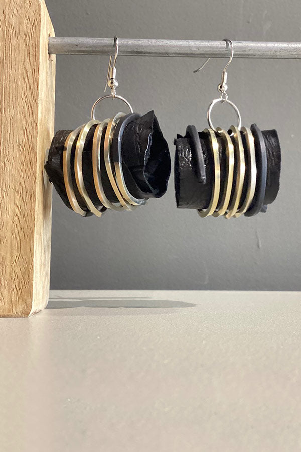 Marija Bajovska Eel Leather & Gold Wire Earrings