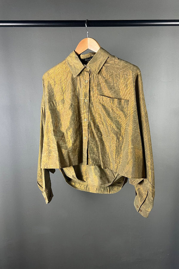 Mes Demoiselles Domini Cropped Shirt in Shining Olive