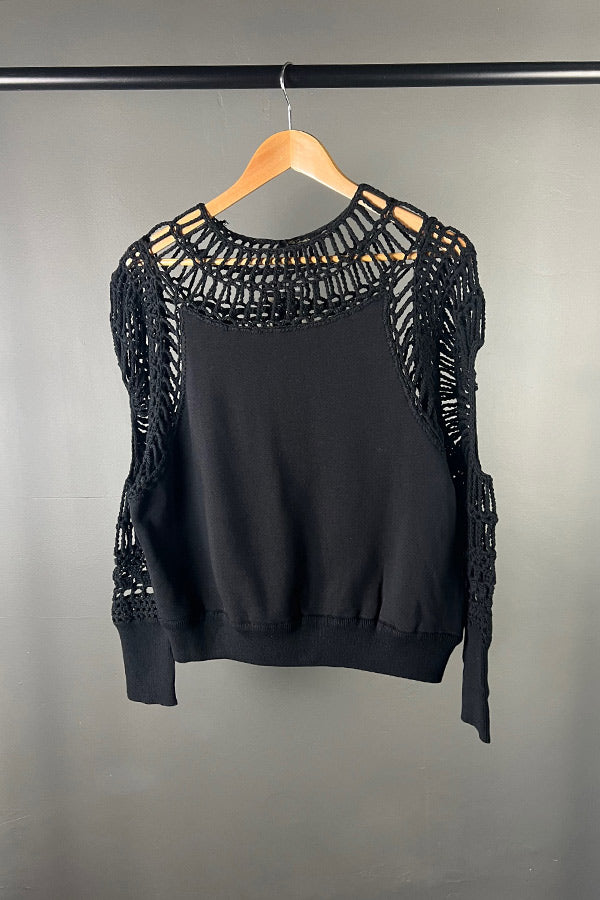 Mes Demoiselles Shima Hand-Crochet Black Top