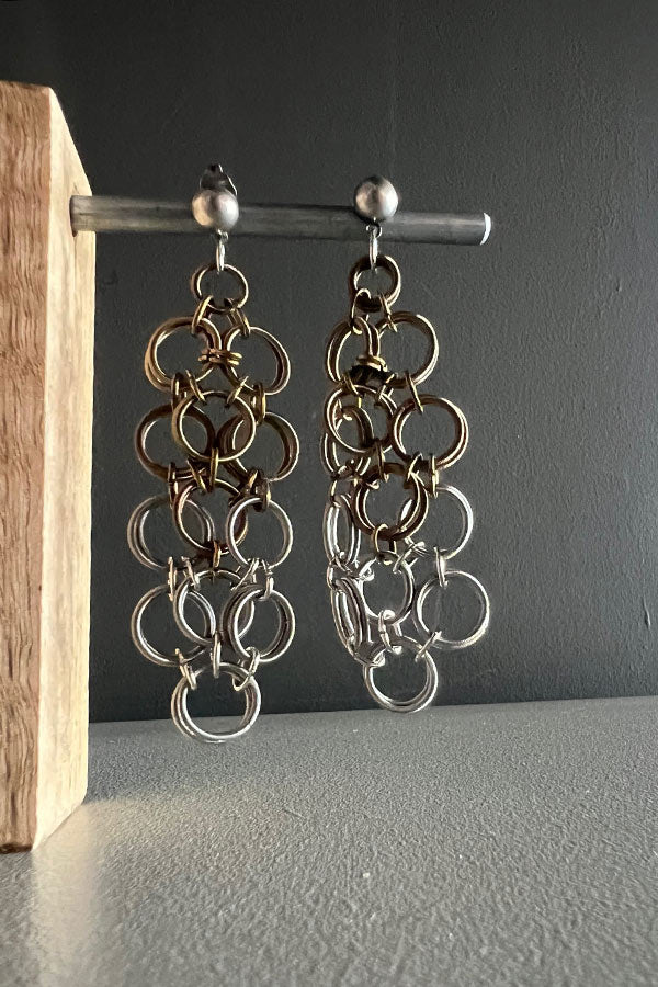 Monica Trevisi Bronze & Silver Multi-Hoop Earrings