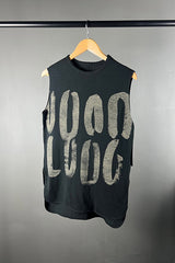 Moyuru Black Tank with Painted Off-White Ovals