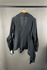 Moyuru Asymmetrical Black Crinkle Jacket
