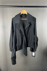 Moyuru Asymmetrical Black Crinkle Jacket