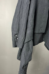 Moyuru Asymmetrical Black Crinkle Jacket