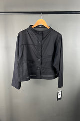 Moyuru Cropped Black Angle Pleat Shirt
