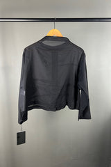 Moyuru Cropped Black Angle Pleat Shirt