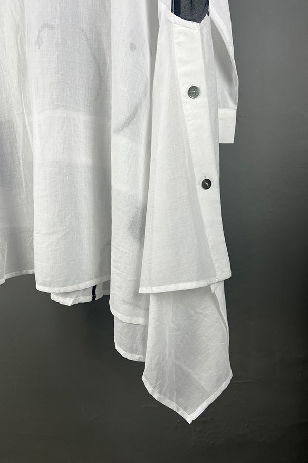 Moyuru White Shirt with Abstract Black Marks