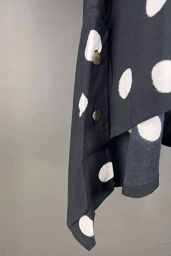 Moyuru White Spot Shirt with Red Stitching Highlights