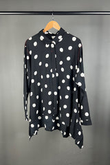 Moyuru White Spot Shirt with Red Stitching Highlights