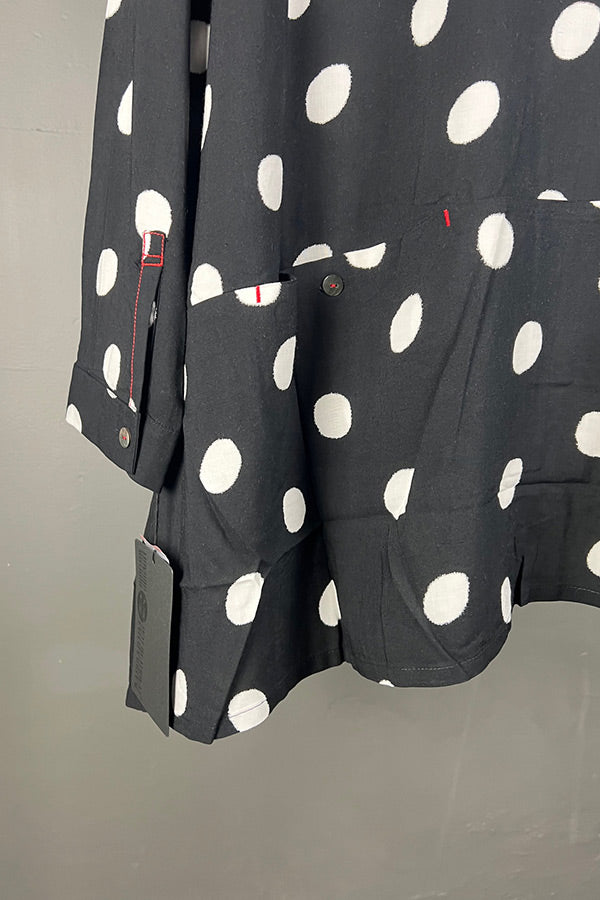Moyuru White Spot Shirt with Red Stitching Highlights