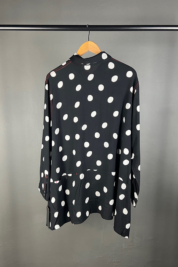 Moyuru White Spot Shirt with Red Stitching Highlights