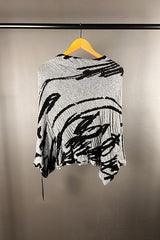 Moyuru Black and Grey Cotton Top