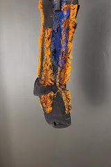 Moyuru Black Blue & Orange Textured Socks