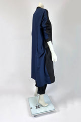 Moyuru Abstract Shirt Dress in Contrasting Black and Navy