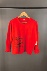 Tzusk Orange Cropped Top with Scribble Print
