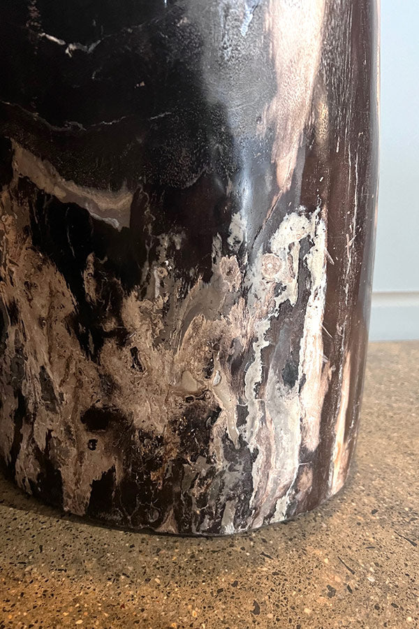 Petrified Wood Stool Black & White (Wood Turned to Stone)