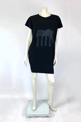 Kate Perry Projects Elephant on Black T-Shirt Dress