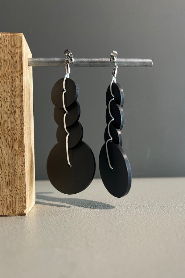 Rosalba Galati Titanium Rubber with White Thread Earrings