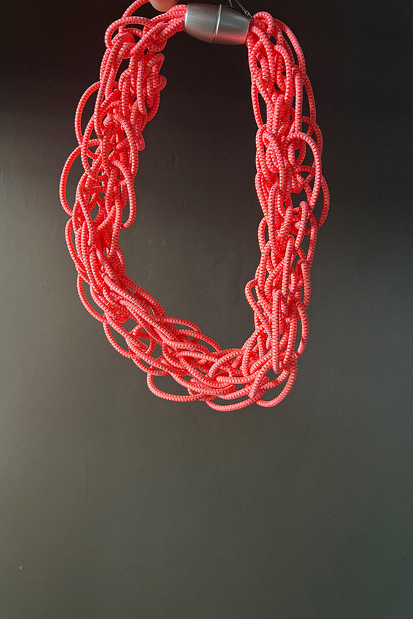 Rosalba Galati Fluro Pink Knotted Necklace