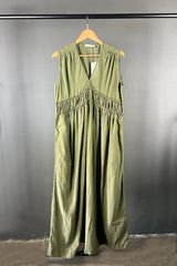 Rabens Saloner Harmonie Khaki Maxi Dress