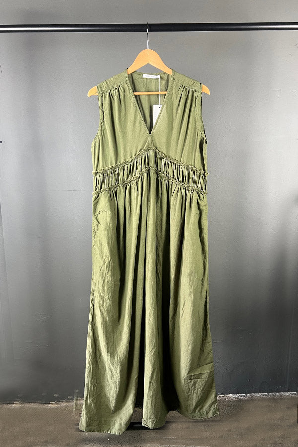 Rabens Saloner Harmonie Khaki Maxi Dress