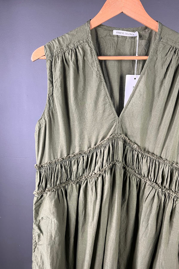 Rabens Saloner Harmonie Khaki Maxi Dress