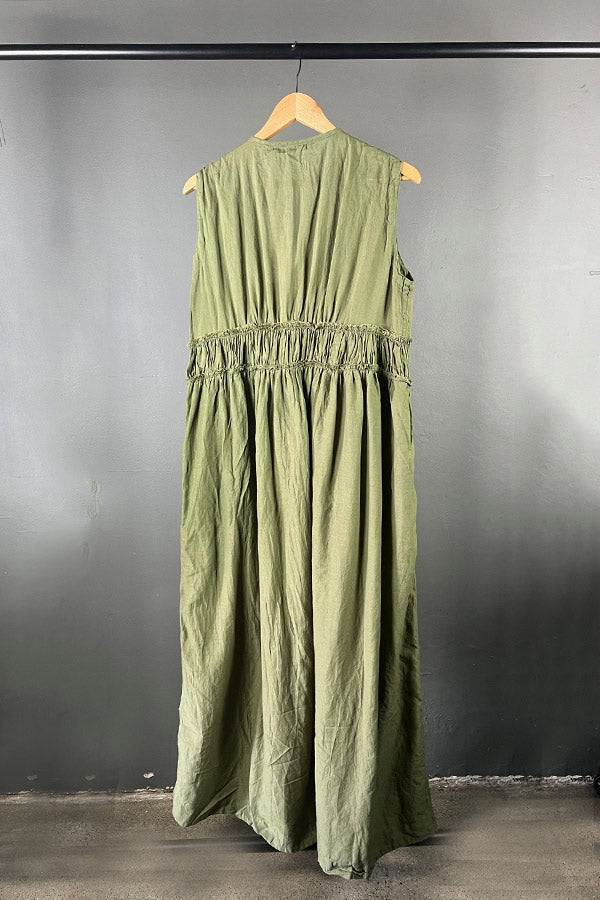 Rabens Saloner Harmonie Khaki Maxi Dress
