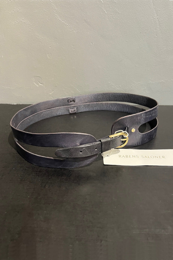 Rabens Saloner Iram Leather Belt in Black