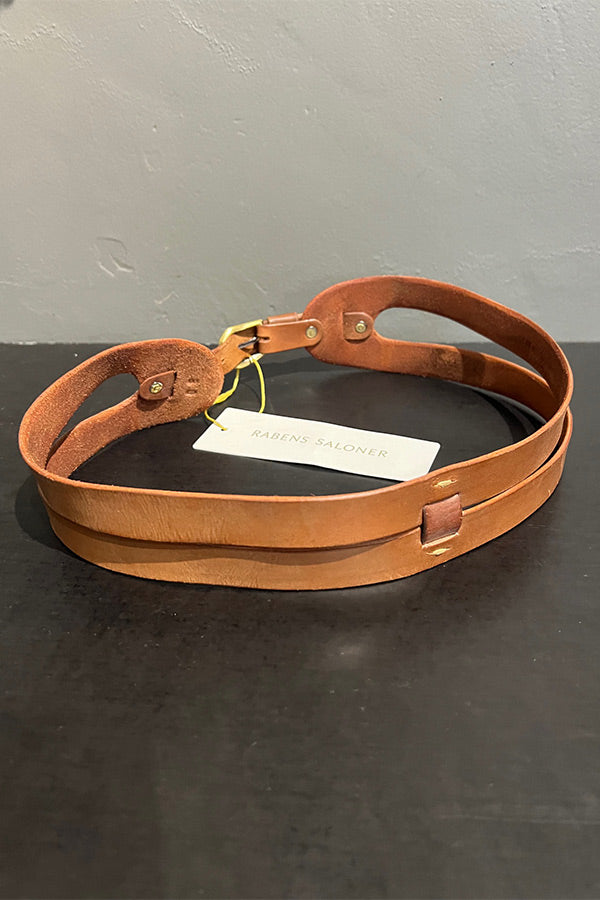 Rabens Saloner Iram Leather Belt in Cognac