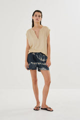 Rabens Saloner Rosalyn Funnel Web Top in Sand