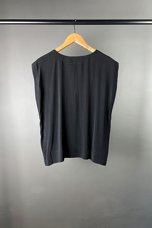 Rabens Saloner Sand Washed Rosalyn Top in Black